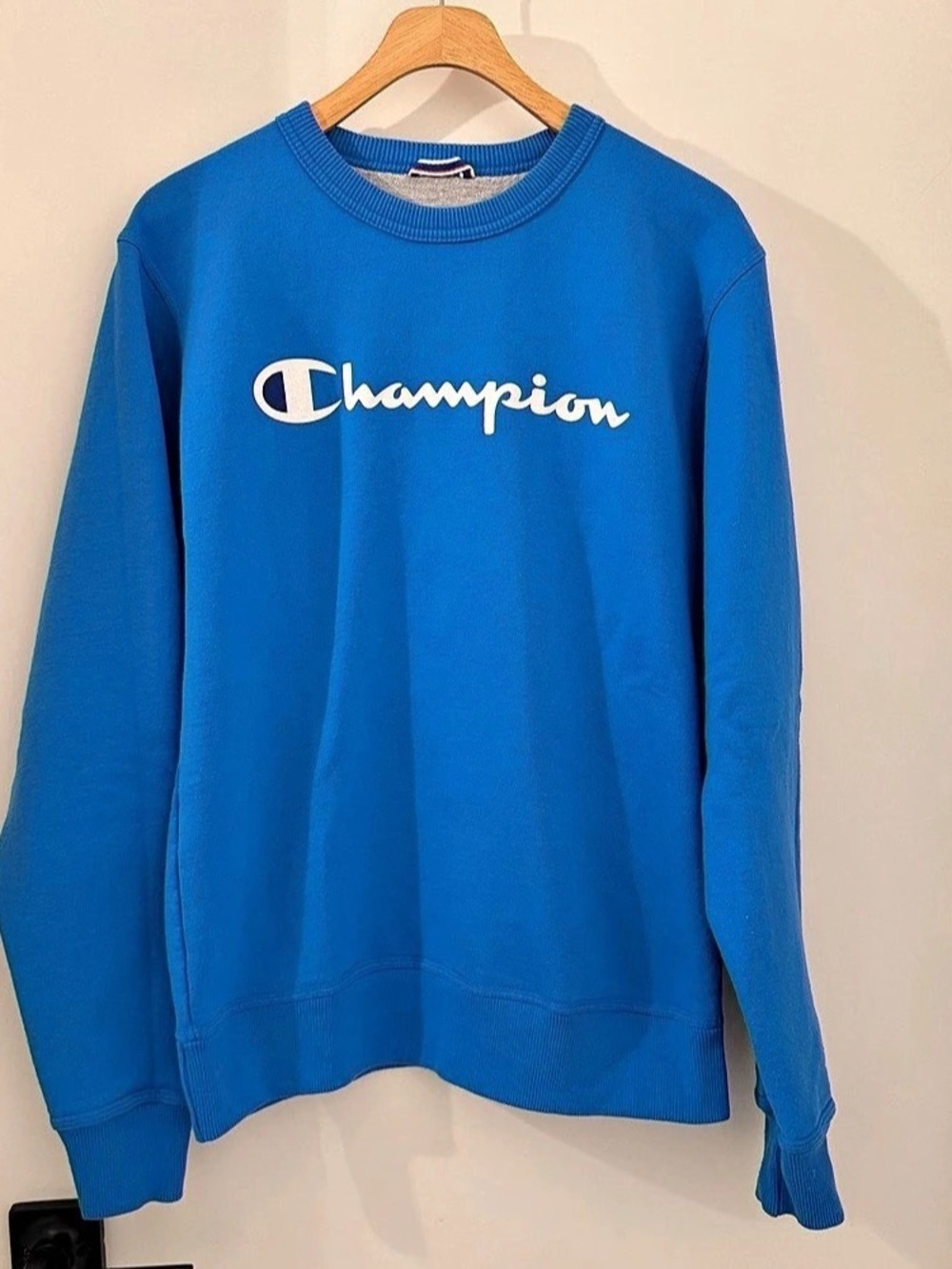 Champion Reverse Weave Blue Cotton Blend Crewneck Oversized Size Womens Small